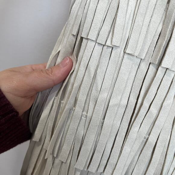 Francesca’s Audrey Parks Cream Fringe Western Party Mini Dress Size Small - Picture 6 of 11